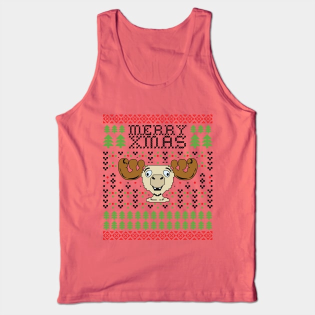Funny Ugly Merry Xmas Reindeer Tank Top by ThyShirtProject - Affiliate